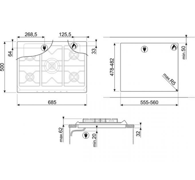 Варочная панель SMEG SRV876AOGH газовая