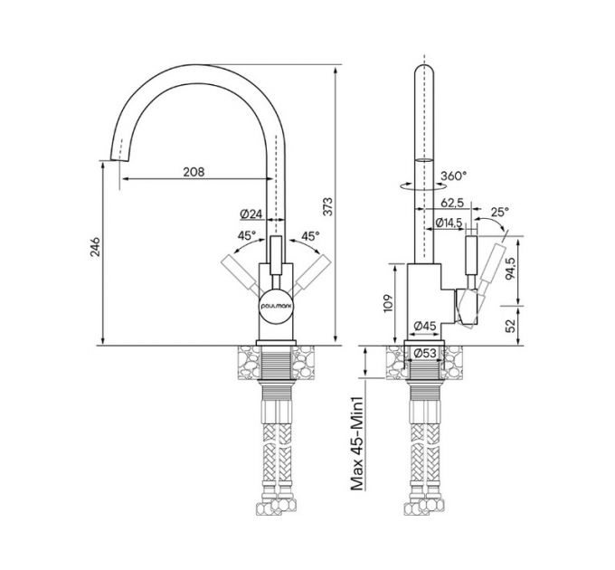 Смеситель Paulmark Holstein Ho212063-BR, бронза