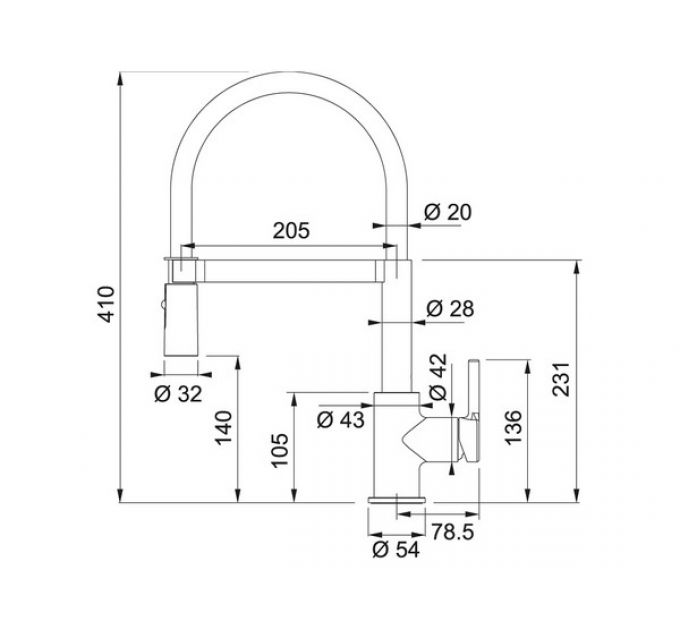 Смеситель Franke Lina Semi-pro, хром/черный (115.0626.085)