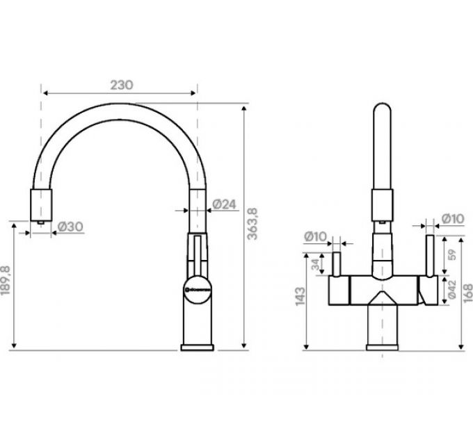 Смеситель Kuchenstern WURM-FE нержавеющая сталь