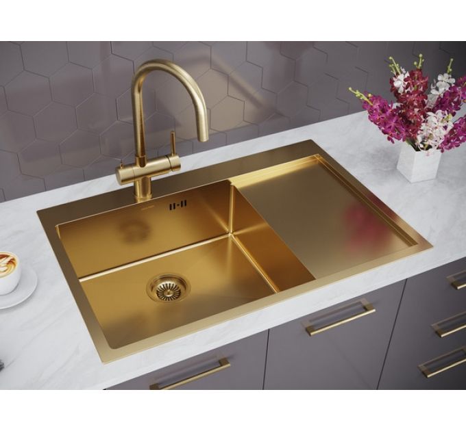 Мойка Paulmark Kroner 78F PM217851-BGL, брашированное золото