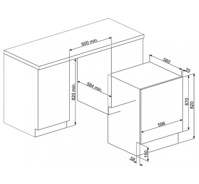Стирально-сушильная машина SMEG LSIA147S встраиваемая