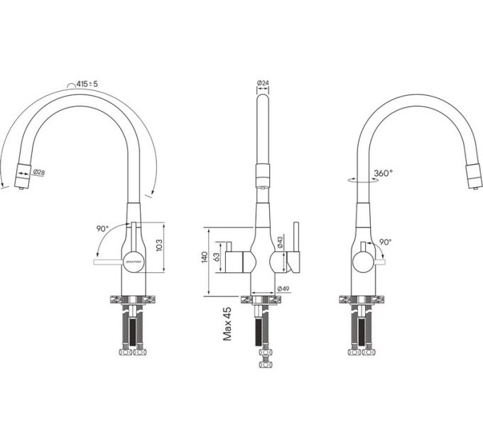 Смеситель Paulmark Salix Sa213419-AN (401), антрацит