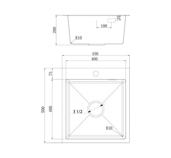 Мойка Ukinox Практика PRB450.500 -GT10C 0CW & S с выпуском