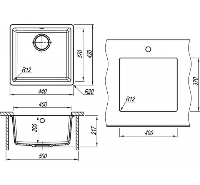 Мойка Florentina Мадена 400 антрацит
