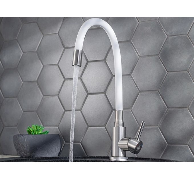 Смеситель Handmade SUS124W-016F, белый/нерж.сталь