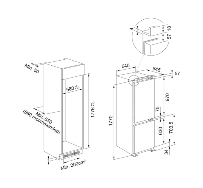 Холодильник Franke FCB 320 TNF NE E (118.0696.811) встраиваемый