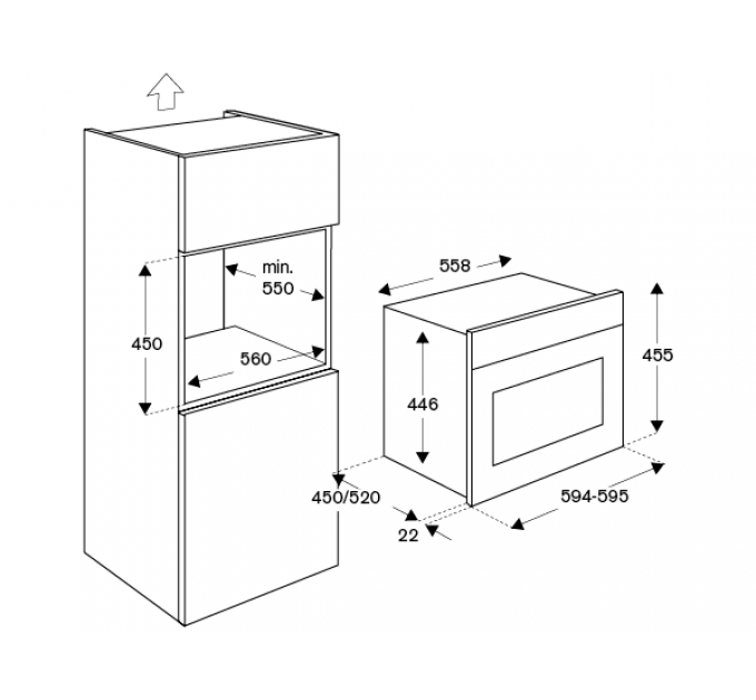 Духовой шкаф Bertazzoni F457MODMWTC компактный с СВЧ
