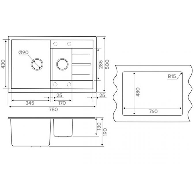 Мойка Kuchenstern FLUG 60-2 антрацит