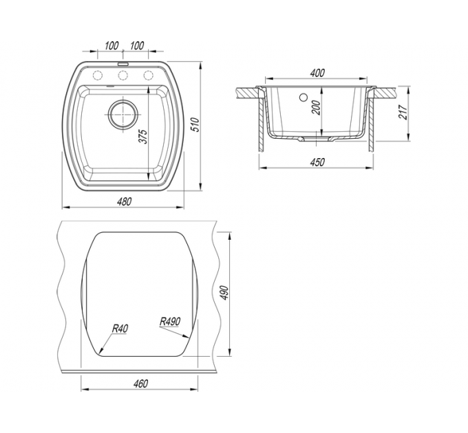 Мойка Florentina Нире 480 черный
