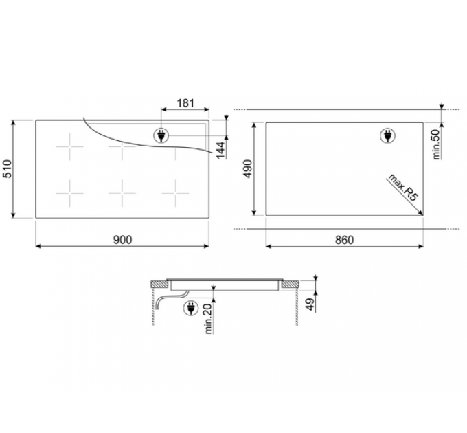 Варочная панель SMEG SIM3964MB индукционная