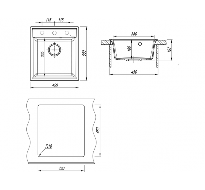 Мойка Florentina Консул 450 черный