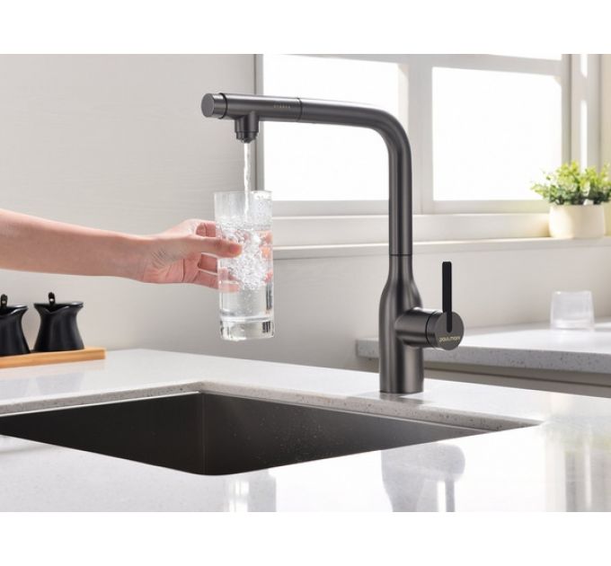 Смеситель Paulmark Viper Vi213105-GM (B), вороненая сталь (беретта)