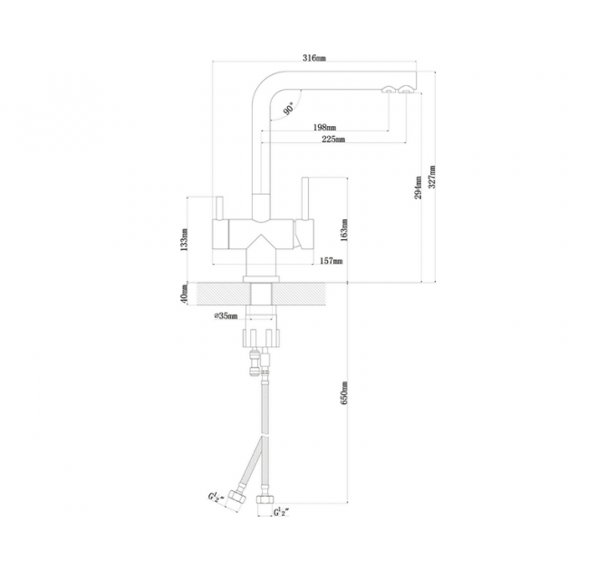 Смеситель Florentina Арес нержавеющая сталь