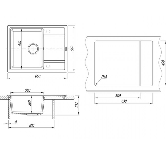 Мойка Florentina Эстель 650 грей