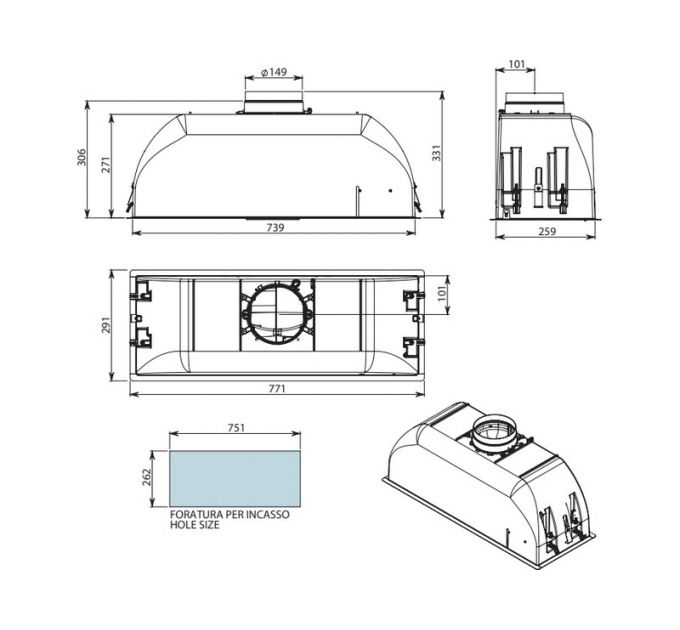 Вытяжка Falmec GRUPPO INCASSO MURANO 70