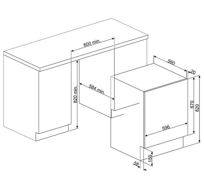 Стирально-сушильная машина SMEG LSIA127 встраиваемая