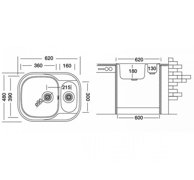 Мойка Ukinox Галант GAP620.480 15GT8K 2L