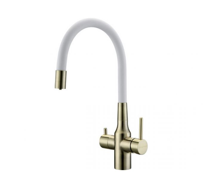 Смеситель Paulmark Salix Sa213419-BRW, бронза, белый шланг