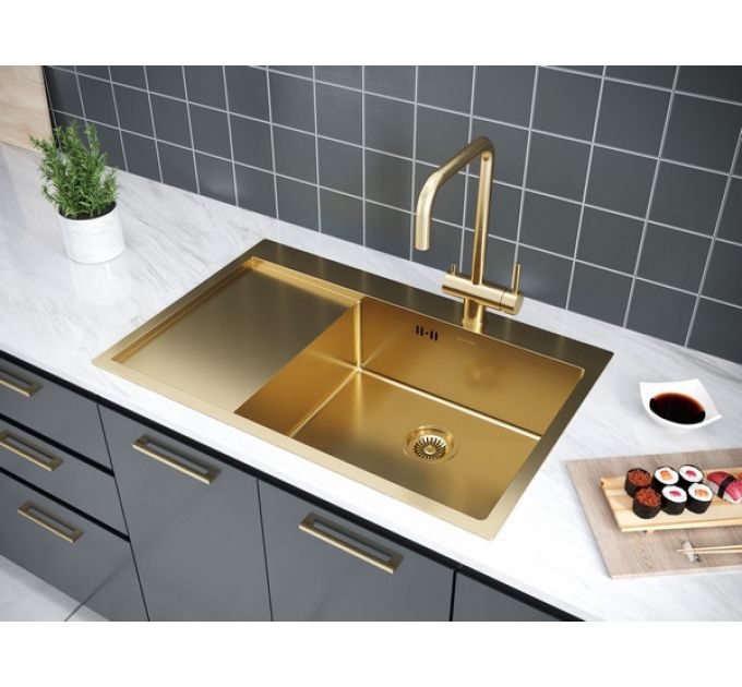 Мойка Paulmark Kroner 78F PM217851-BGR, брашированное золото