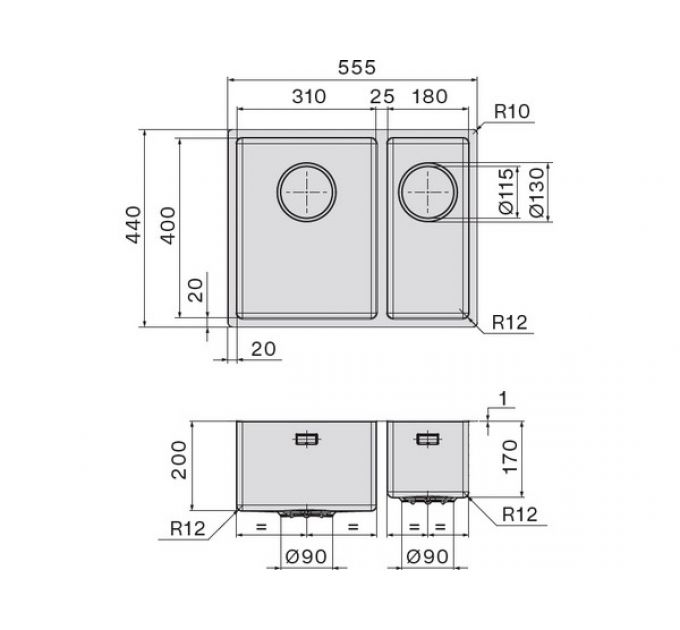 Мойка Falmec Como 31+18