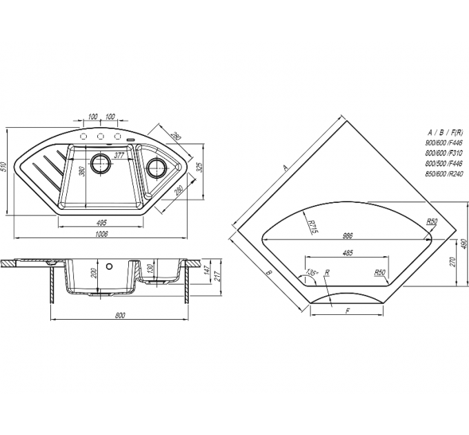 Мойка Florentina Веста антрацит