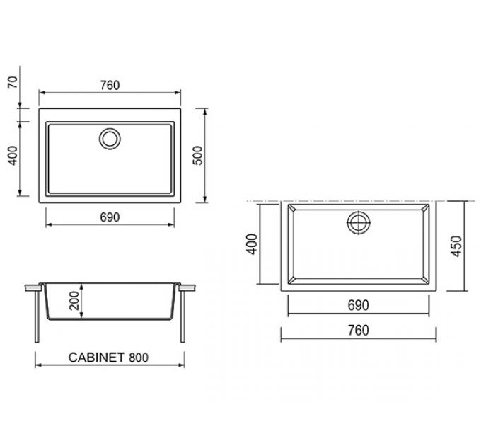 Мойка Longran Cube CUG760.500 - 49 Сroma