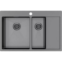 Мойка Paulmark Kroner 78/2SF PM227851-GML, вороненая сталь
