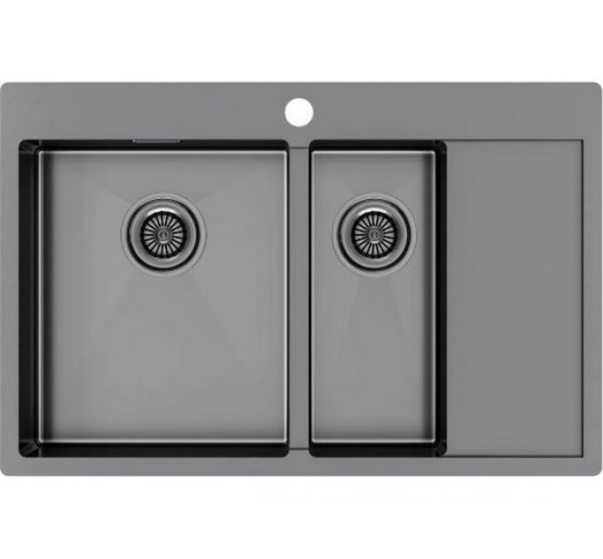 Мойка Paulmark Kroner 78/2SF PM227851-GML, вороненая сталь