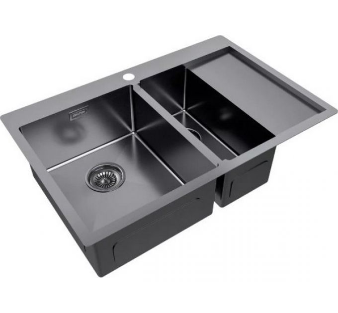 Мойка Paulmark Kroner 78/2SF PM227851-GML, вороненая сталь