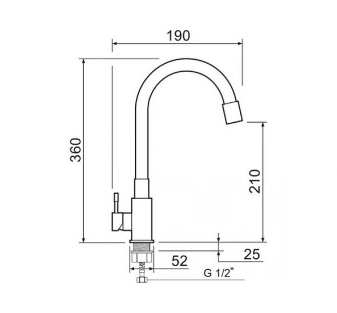 Смеситель Handmade SUS124GY-016F, серый/нерж.сталь