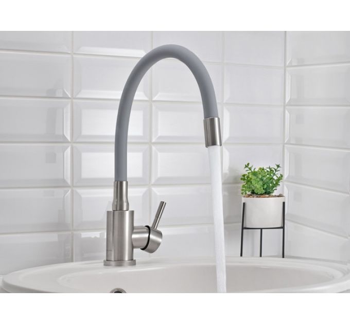 Смеситель Handmade SUS124GY-016F, серый/нерж.сталь