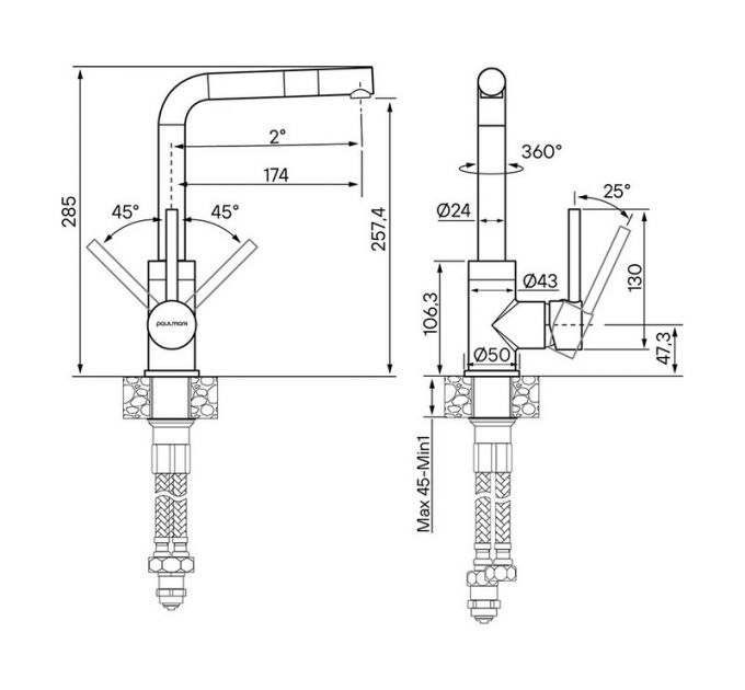 Смеситель Paulmark Honner Ho212018-G, золото