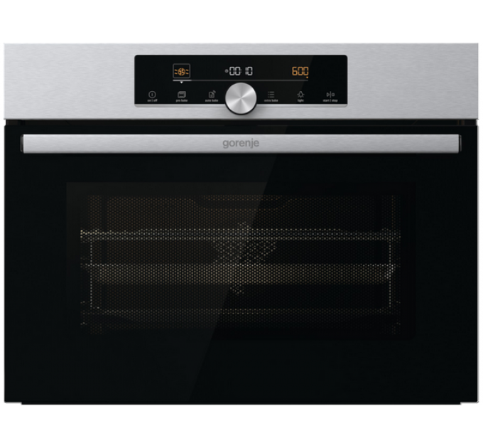 Духовой шкаф Gorenje BCM4547A10X компактный с СВЧ