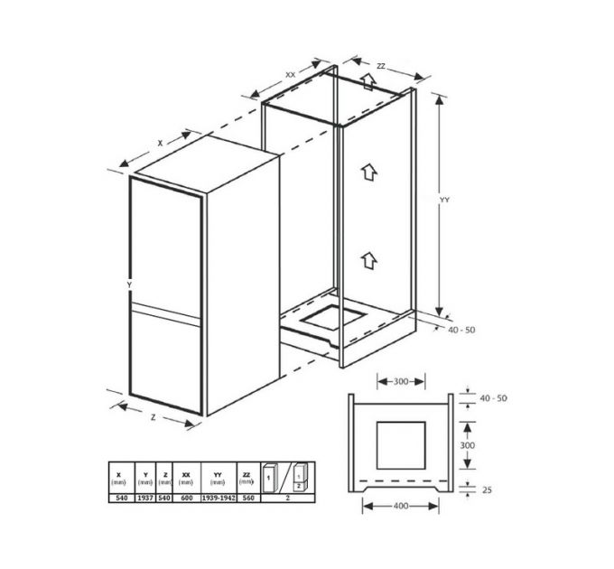 Холодильник MEFERI MBR177 COMBI NO FROST POWER встраиваемый