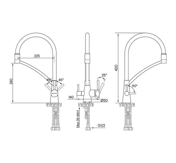 Смеситель Paulmark Siegen Si213111-AN (401TB), антрацит