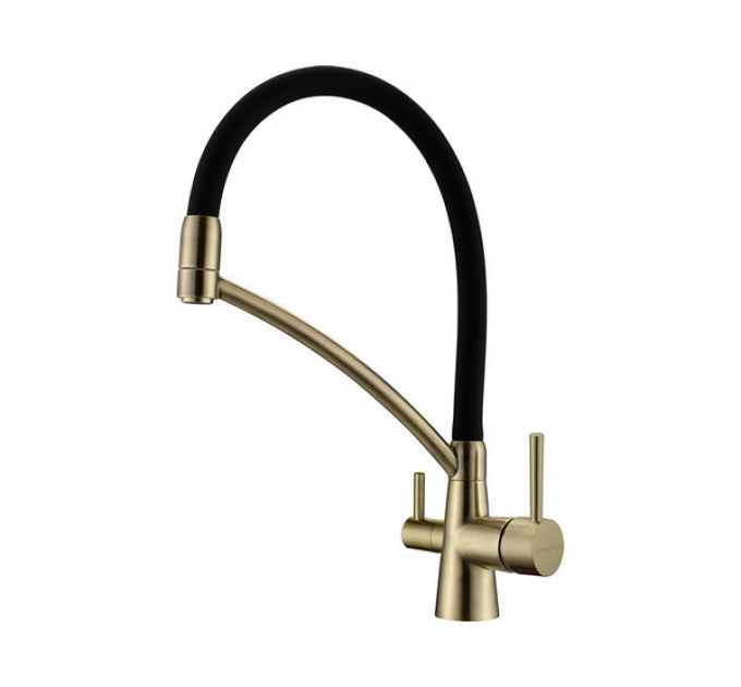 Смеситель Paulmark Siegen Si213111-BR, бронза, черный шланг