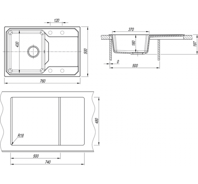 Мойка Dr.Gans КАРДИНАЛ 760 черный