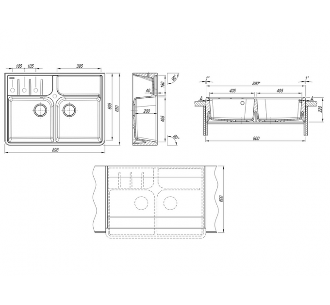 Мойка Florentina Вилладжио грей
