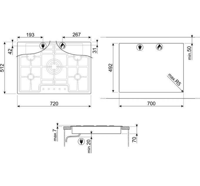 Варочная панель SMEG PGF75-4 газовая