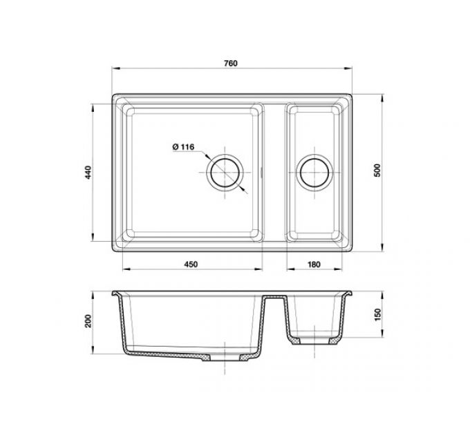 Мойка Granfest GF-LV-760K графит