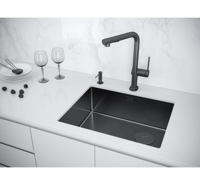 Мойка Paulmark Next-skew 54 uni PM885444-GM, вороненая сталь