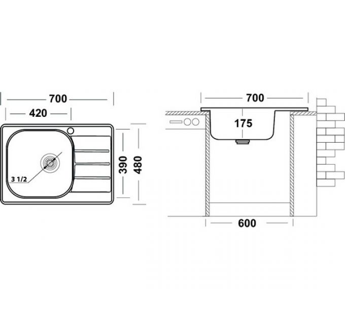 Мойка Ukinox Спектр SPM700.480 -GT6K 2L
