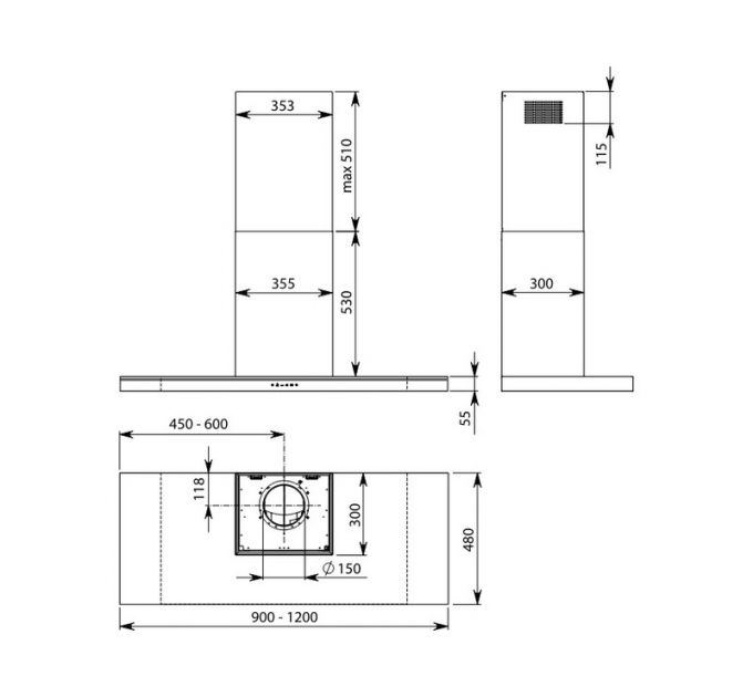 Вытяжка Falmec LUMINA NRS GLASS STEEL 90
