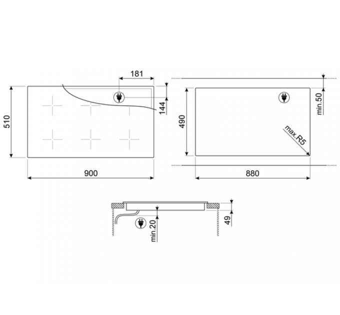 Варочная панель SMEG SIM1964D индукционная