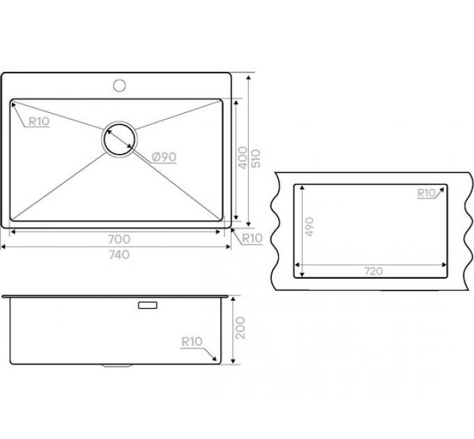 Мойка Kuchenstern WERK 80 вороненая сталь