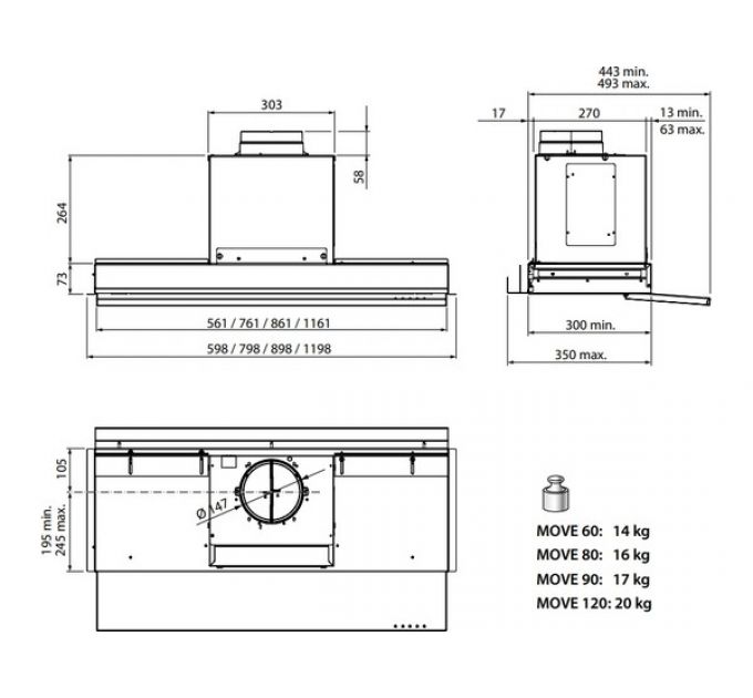 Вытяжка Falmec MOVE 120 WHITE