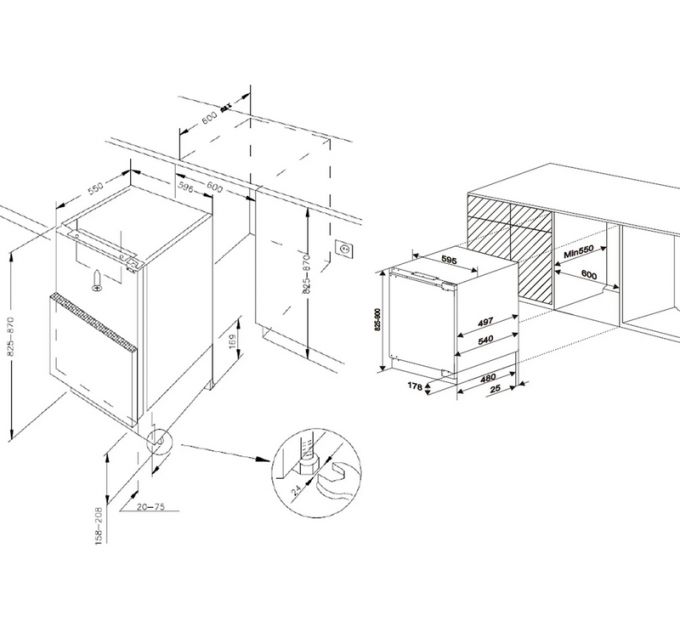 Холодильник MEFERI MBR82 LOW FROST LIGHT встраиваемый