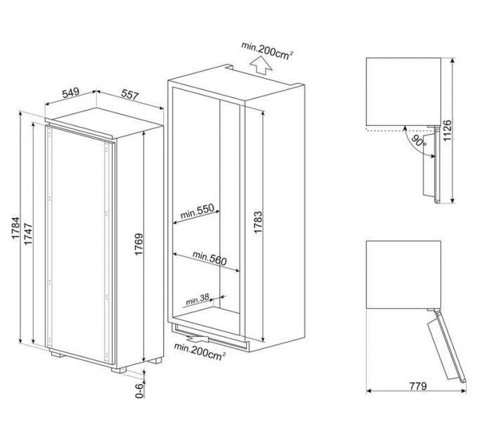 Морозильная камера Smeg S9F174DND встраиваемая