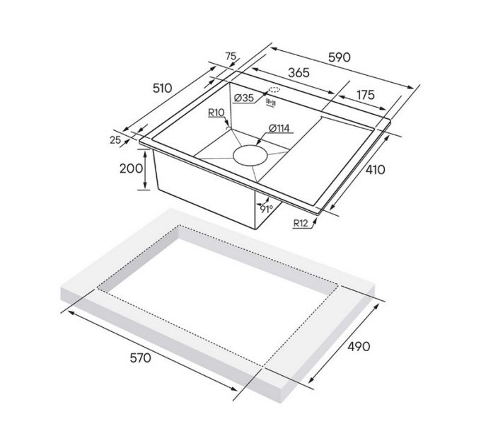 Мойка Paulmark Kroner 59F PM225951-BGL, брашированное золото